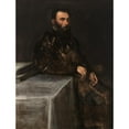 thumbnail image 2 of Jacopo Tintoretto 15x18 Black Ornate Wood Framed Double Matted Museum Art Print Titled - Portrait of a Man (1560-63), 2 of 5