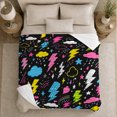 thumbnail image 5 of Lightning Clouds Hearts and Rainbows, Playful Graphic Style for Storm Lovers, Colorful Weather Icon Pattern and Birthday Gift, Soft Flannel Blanket for Playroom and Bedroom, Home Decor, 5 of 9