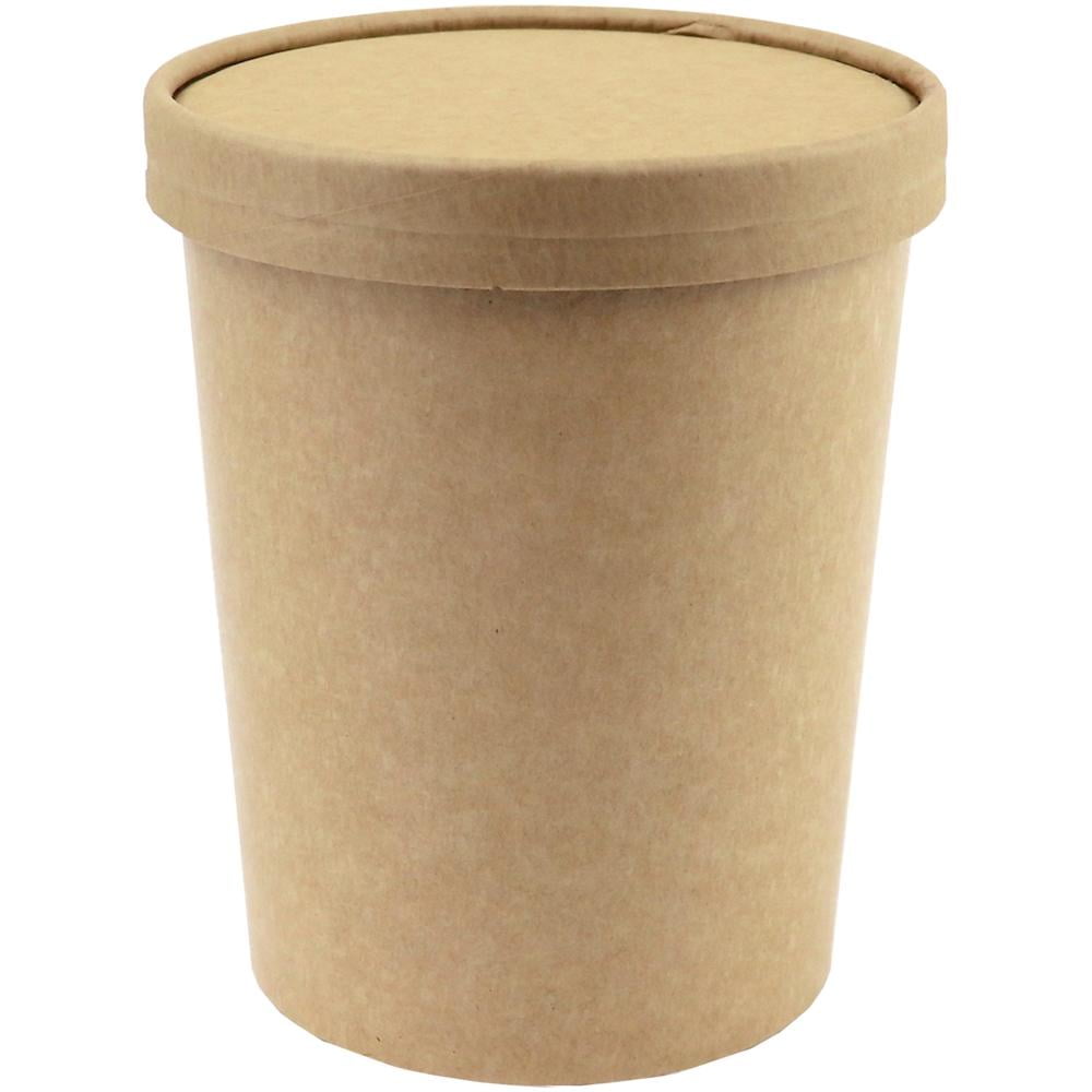 [25 Count] 32 oz Freezer Containers and Lids Kraft Paper To Go Cups