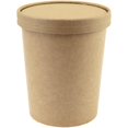 thumbnail image 1 of [25 Count] 32 oz Freezer Containers and Lids - Kraft Paper To Go Cups - Heavy Duty Paper Quart Ice Cream Containers! Non-vented Lids Prevent Freezer Burn! Frozen Dessert Supplies, 1 of 3