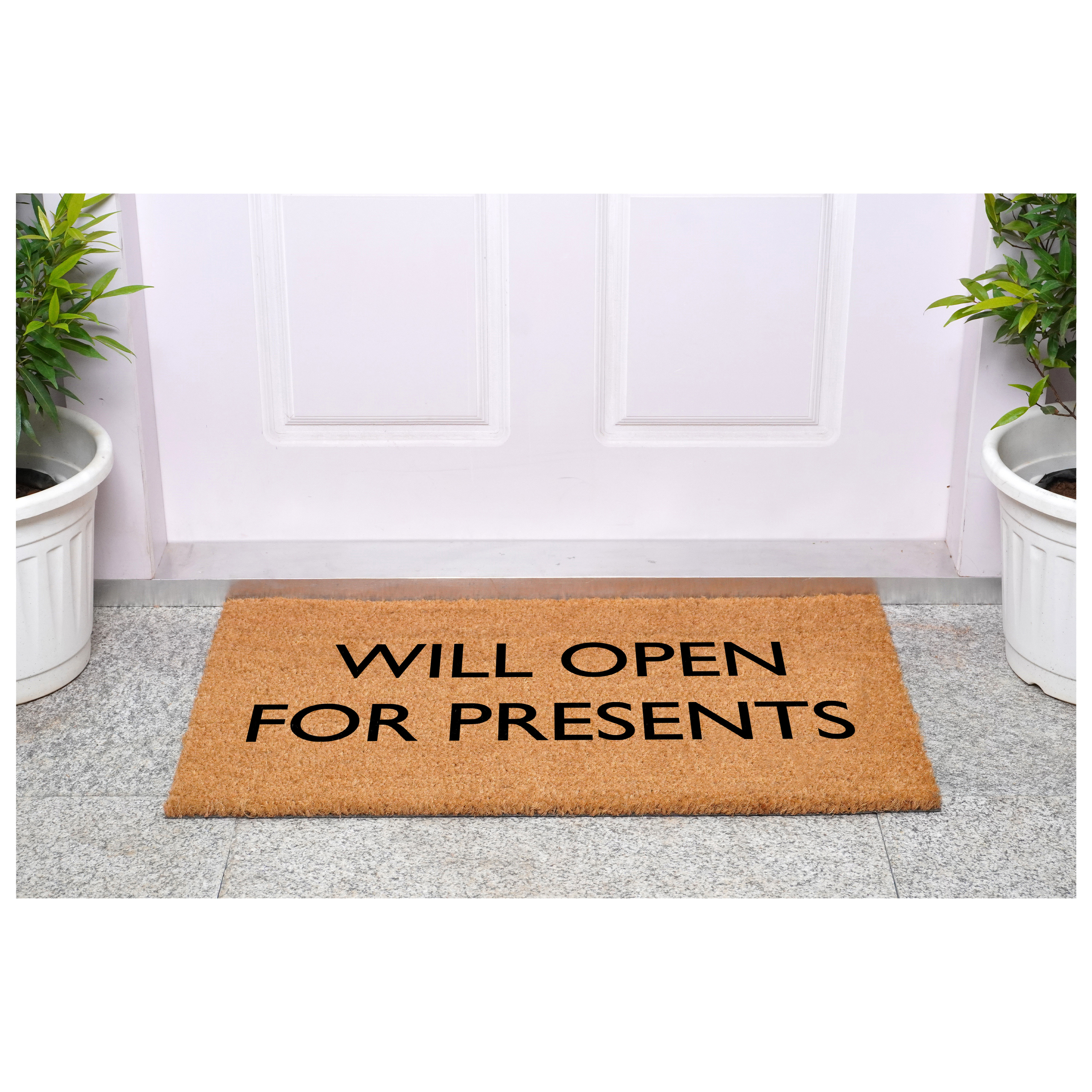 Will open for presents Doormat, 17" x 29"