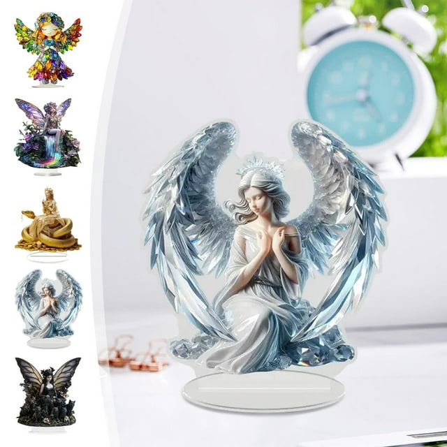 Pieza decorativa de mesa acrílica – Multicolor 20x18cm • Adorno moderno estampado de arte • Resistente a arañazos impermeables duraderos • Regalo de acento para ventana en el salón y dormitorio