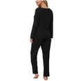 thumbnail image 2 of SHTXOZHI 2 Piece Pajama Sets for Women Long Sleeve V Neck Tops Wide Leg Pant Lounge Outfits, 2 of 6