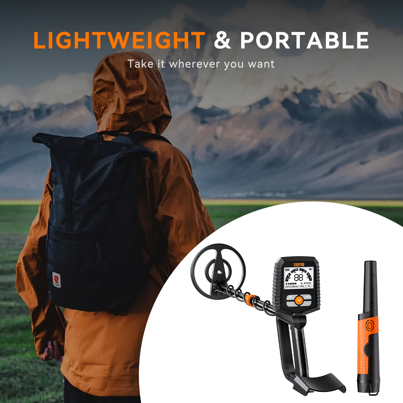 Metal Detector for All Ages: Waterproof Design for Gold Hunting, Reliable Anti-Interference Technology, Clear LCD Screen, Multiple Modes, IP68 Coiled Head