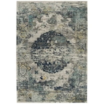 SAFAVIEH Madison Emil Overdyed Medallion Area Rug, Light Grey/Blue, 3' x 5'