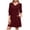 Wine, variant on TAGOLD Womens Long Sleeve V Neck Dress Solid Color 3/4 Sleeve V Neck Casual Dress