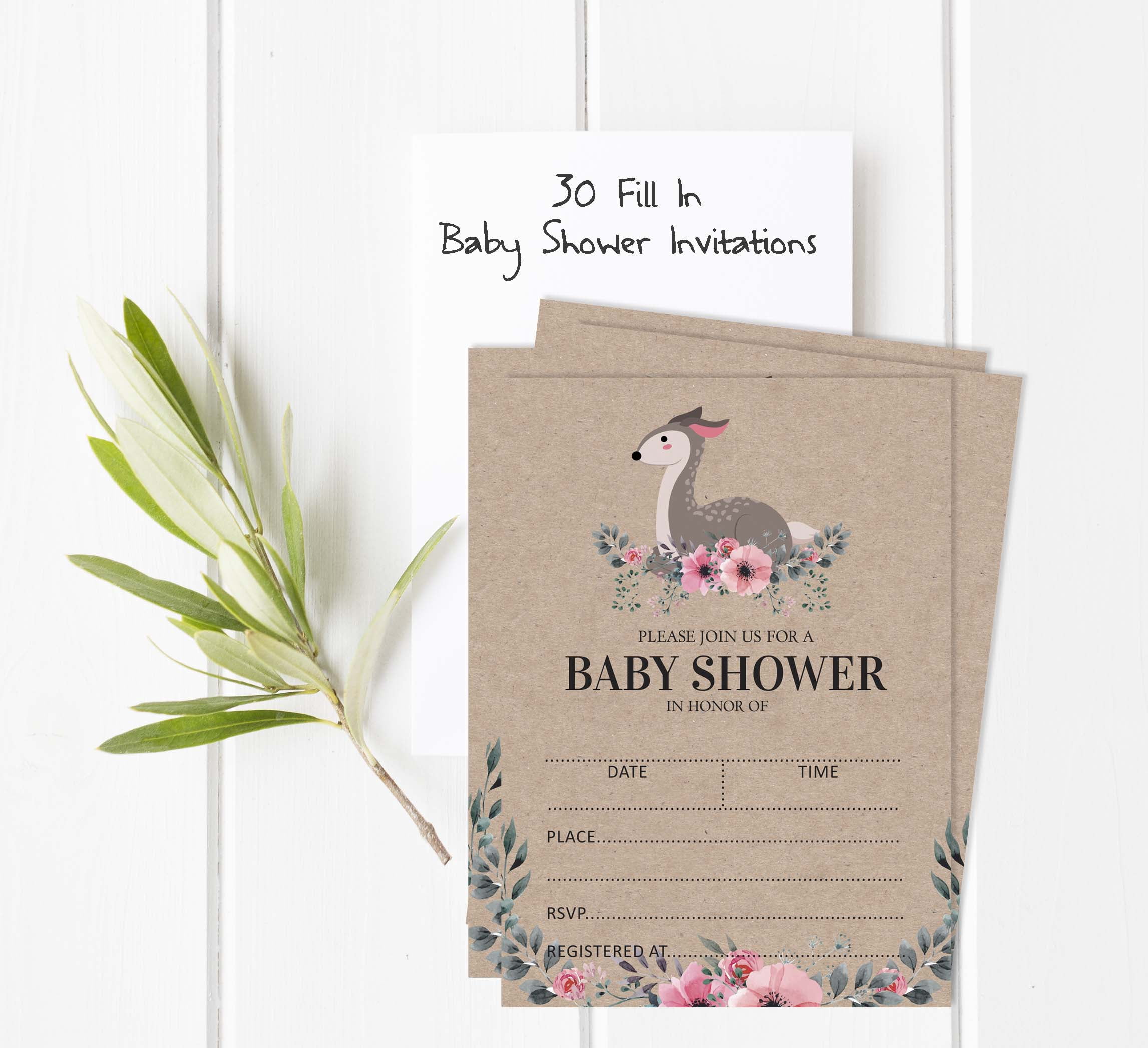 Inkdotpot Set Of 30Jungle Animals Rustic Baby Shower Invitations-Diaper Raffle Tickets And Baby Shower Book Request Cards Its a Boy Its a girl Invites