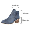 thumbnail image 4 of Retro Chelsea Boots Women Splice Leather Hollow out Chunky Stacked Heel Dress Fall Booties Pointed Toe Side Zipper Ankle Boots, 4 of 6