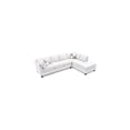 thumbnail image 3 of HomeStock Antique White Faux Leather 4-Seater Sectional Sofa with 2 Throw Pillows, Reversible Setup, Pocket Coil Seating, Elegant Design, 3 of 5