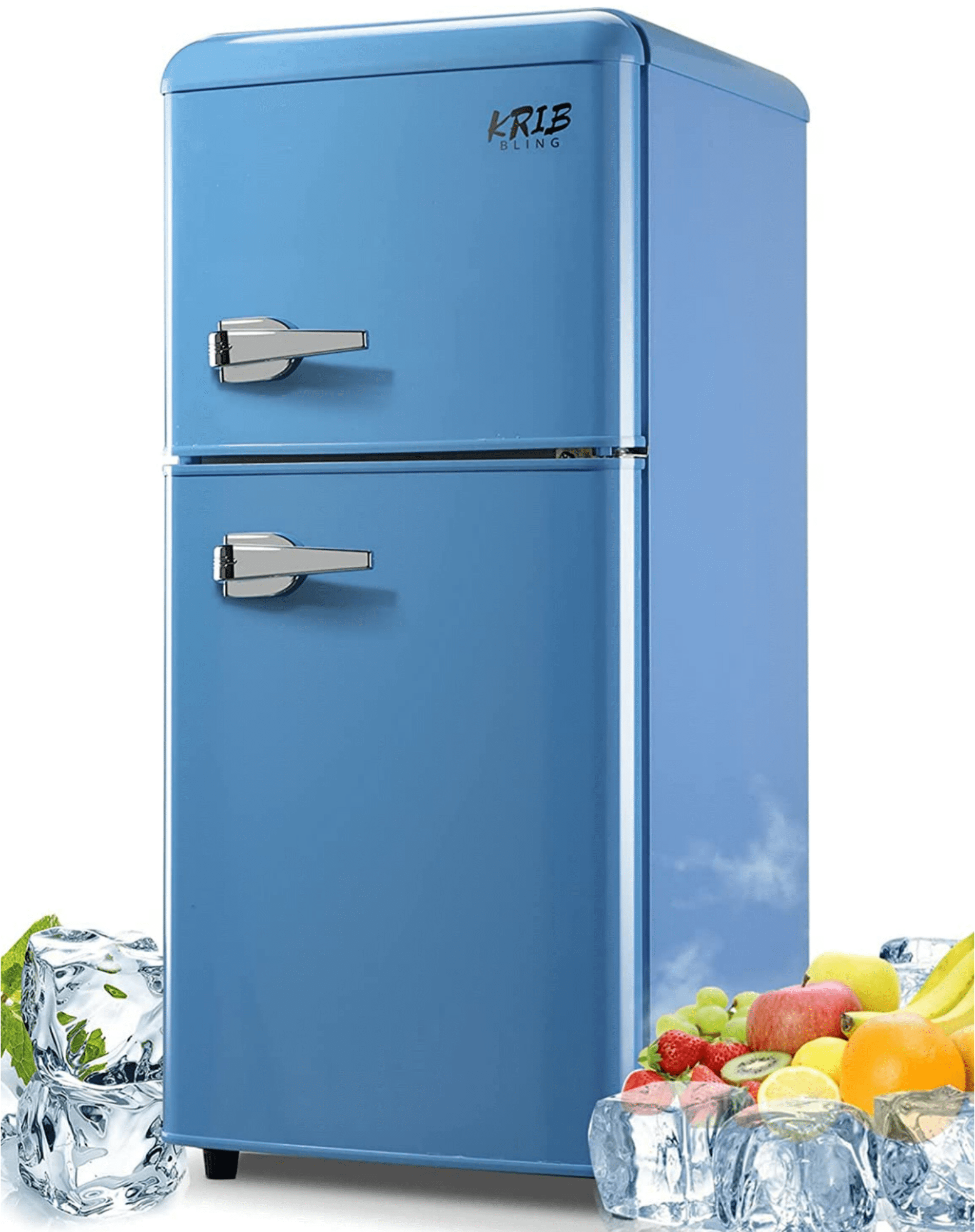 KRIB BLING 3.5 cu.ft 2 Doors Compact Refrigerators with Freezers, Retro