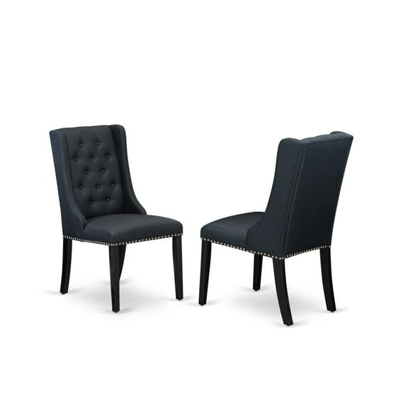 East West Furniture Forney 38" Fabric Dining Chairs in Black (Set of 2)