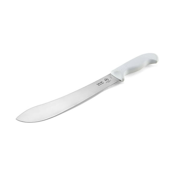 Taylor 5248363 10" Butcher Knife w/ White Nylon/Silicone Handle, High Carbon German Steel