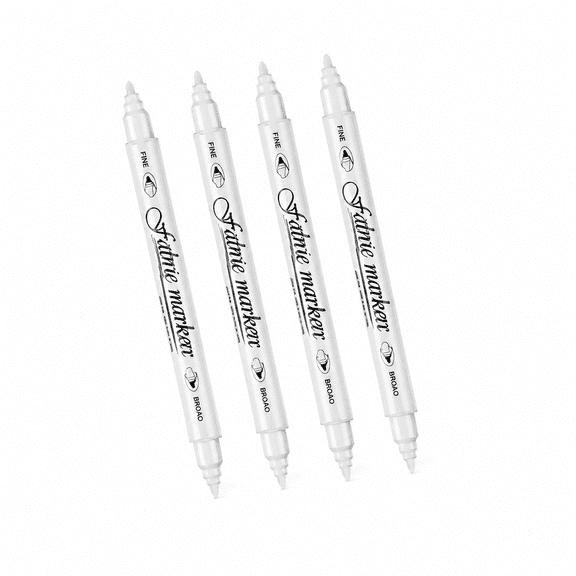 White Fabric Markers, 4 Pack Dual Tip Textile Pens with Fine and Broad Tips for Clothes, Canvas Bags, Shoes and DIY Fabric Crafts