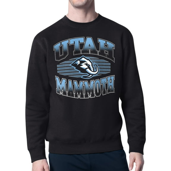 Men's Starter Black Utah Mammoth Team Grit Graphic Fleece Pullover Sweatshirt
