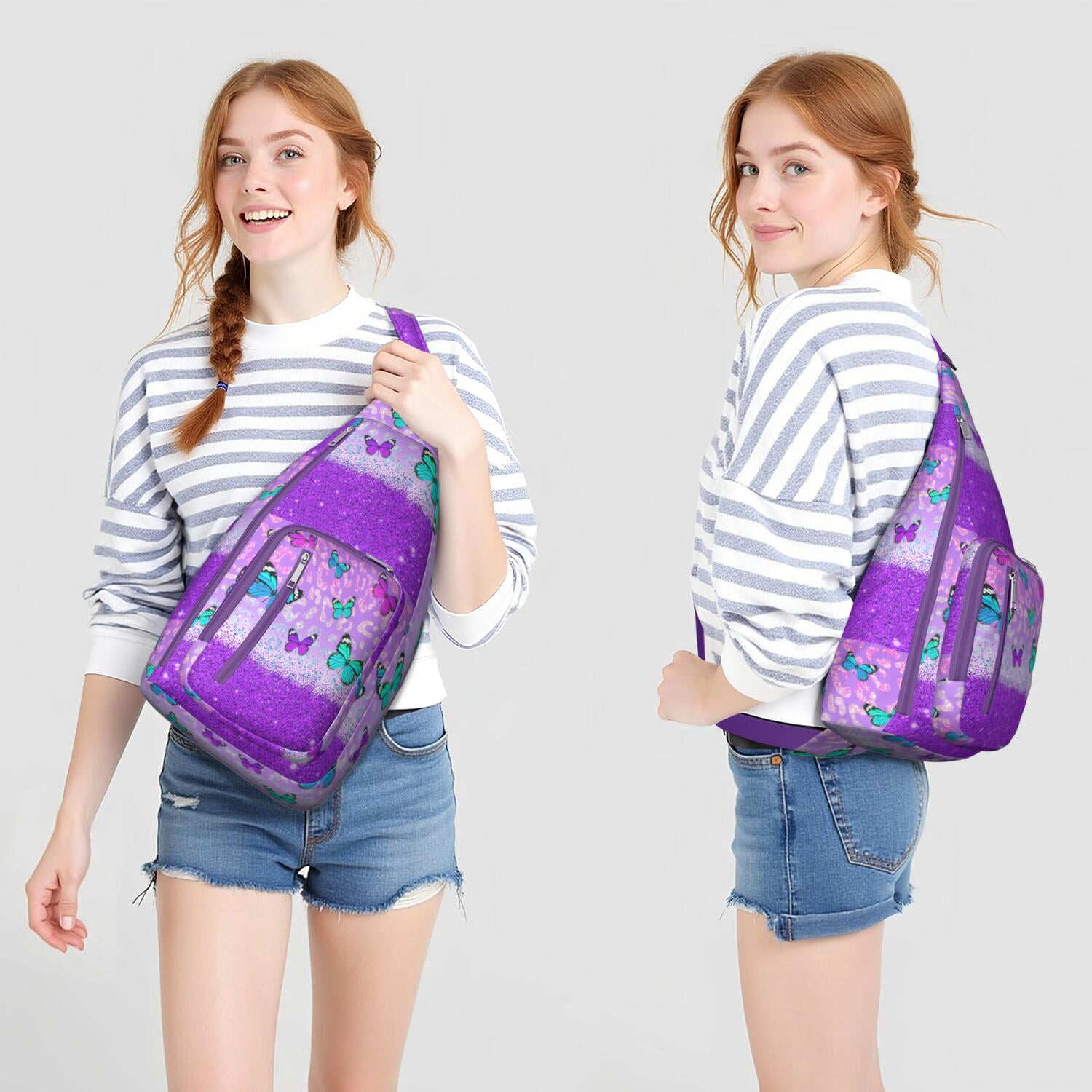 Butterfly Sling Backpack – Stylish Floral Crossbody Bag, Lightweight Shoulder Backpack for Travel, Hiking & Everyday Use
