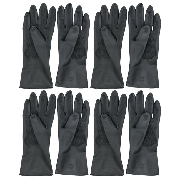 EeaseMX 4 pares de guantes de peluquería, impermeables, antideslizantes, de goma, largos y protectores para el hogar, jardinería y tienda (talla S, negro).