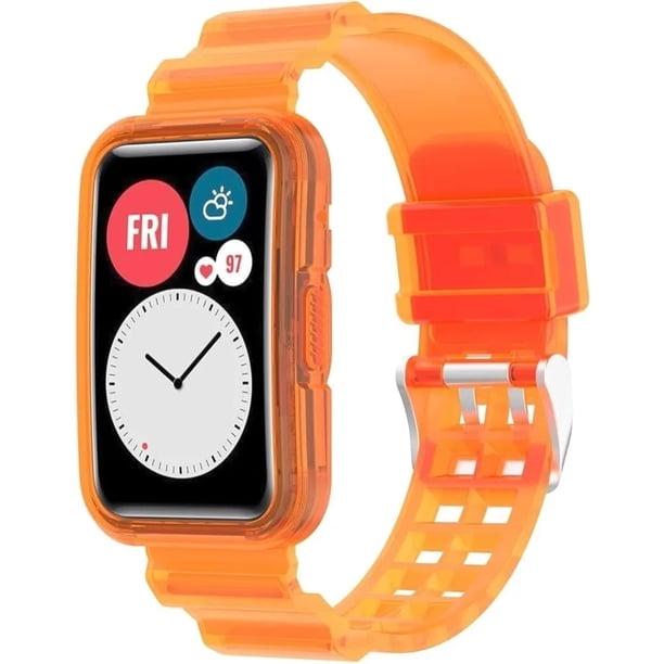 Correa Deportiva para Huawei Watch 1 y 2, Silicona Transparente, Resistente al Agua, con Funda Protectora