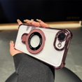 thumbnail image 6 of Magnetic Stand Case for iPhone 16e (2025), [Compatible with MagSafe] Shockproof Ring Holder Kickstand Soft Plating Case Camera Protector Thin Clear Soft Phone Cover for iPhone 16e 6.1", Pink, 6 of 6
