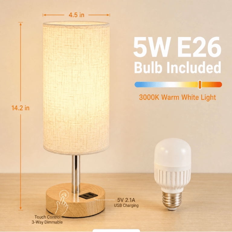 IJIL Touch Table Lamp with USB Charging Port photo 2
