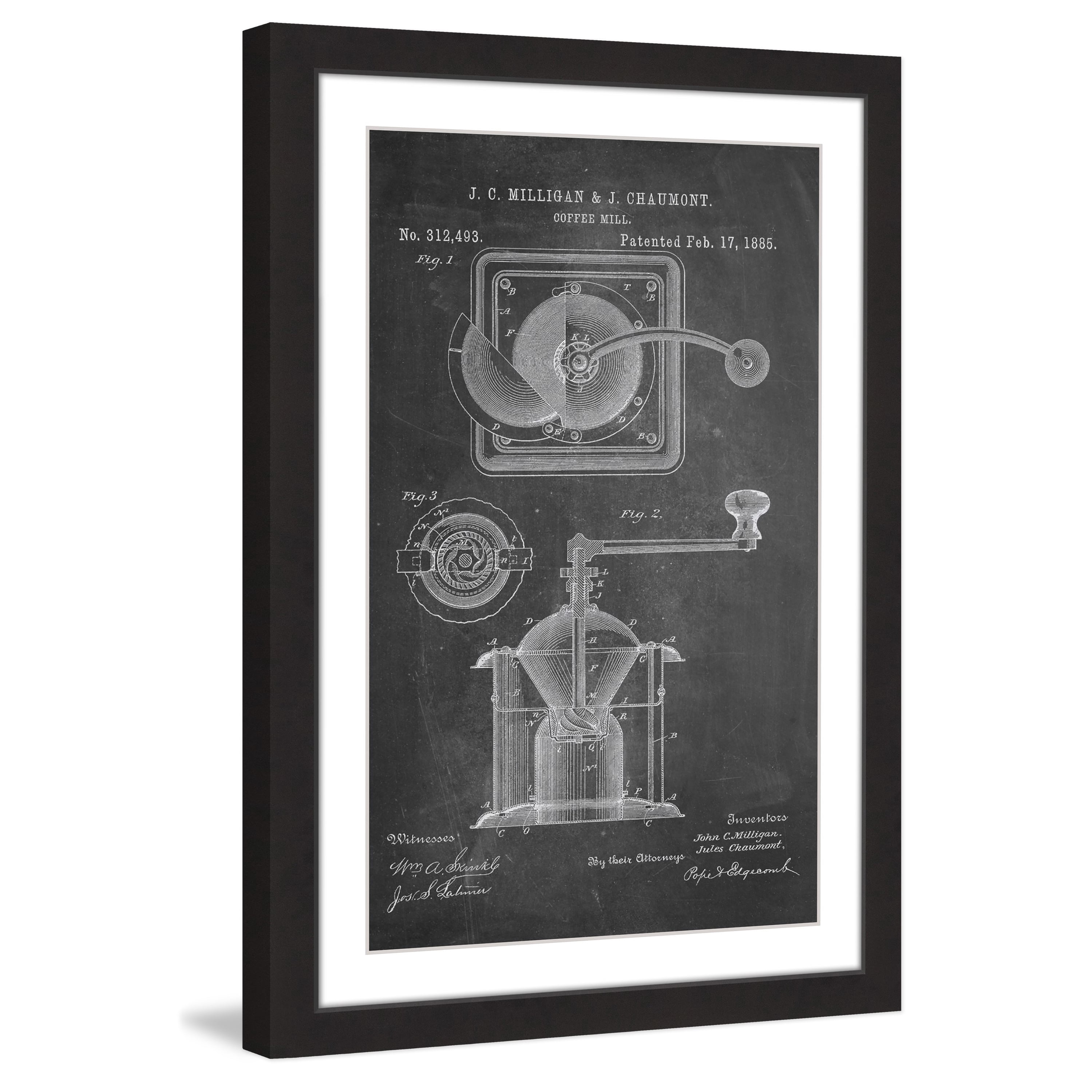 "Coffee Mill 1885 Chalk" Framed Painting Print
