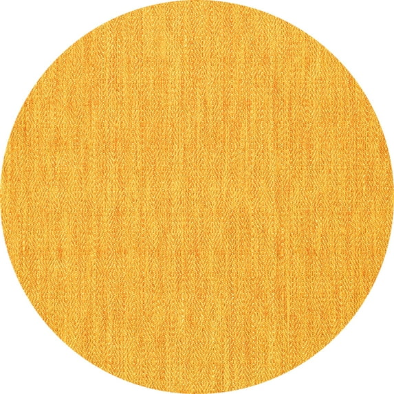 Ahgly Company Machine Washable Indoor Round Abstract Yellow Contemporary Area Rugs, 6' Round