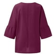 thumbnail image 5 of YYDGH Womens Summer Cotton Linen Shirts Loose Fit 2023 Trendy Boho Top Oversized Long Sleeve Tunic Blouses Casual Beach Wear Purple Red L, 5 of 6