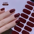thumbnail image 2 of Pegatinas de uñas de Color vino tinto de larga duración, envolturas de uñas completas, deslizador autoadhesivo, arte de uñas, decoración de manicura DIY, 16 puntas, 2 of 7