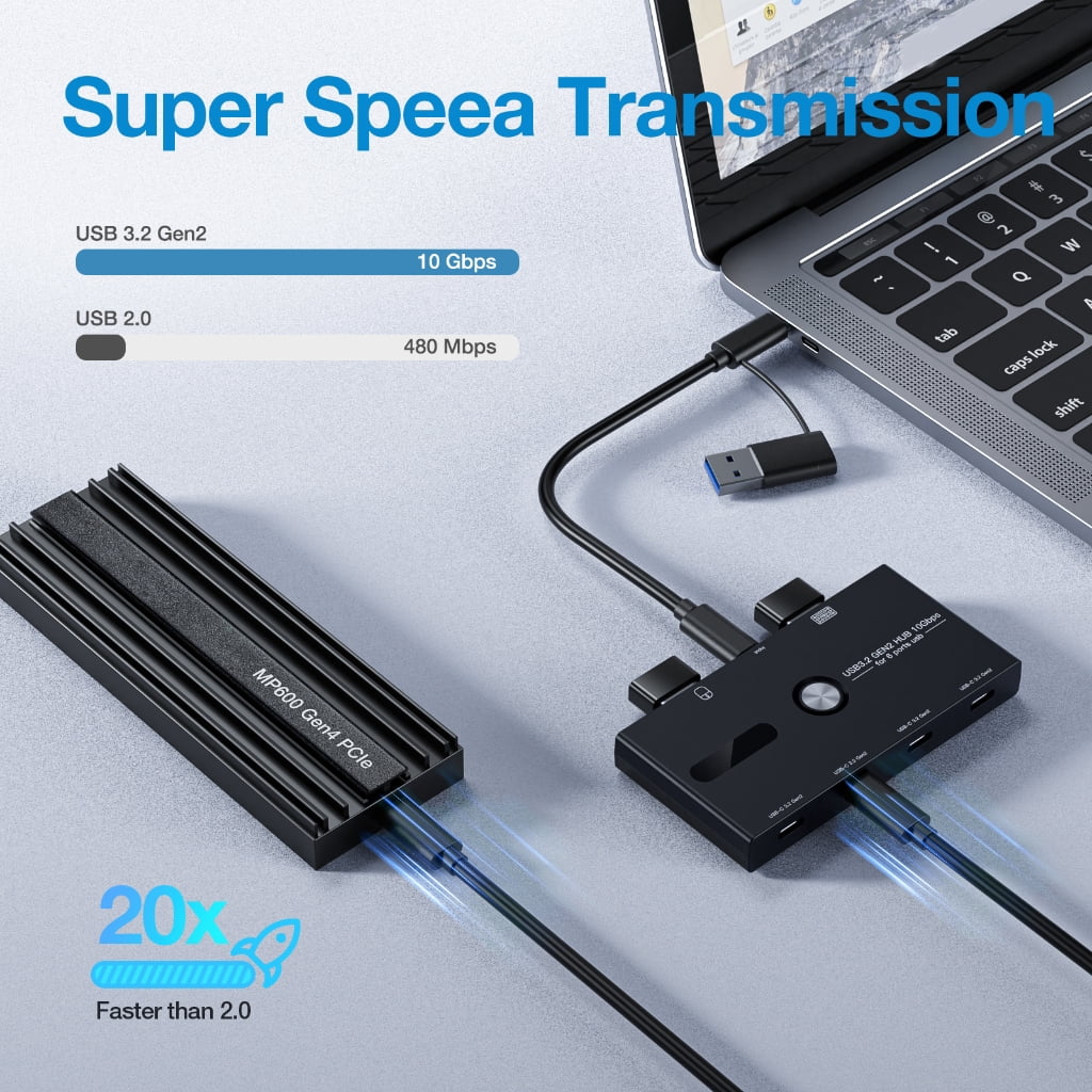 Zeiwohndc 6 Port USB C and USB A Adapter Splitter Hub 4xTypeC and 2xUSB Easy Access