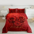 thumbnail image 2 of Castle Fairy Boys Girls Romantic Floral Red Rose Bedding Comforter Set 2pcs,Happy Valentine's Day Twin Comforter Sets Microfiber,Bling Gold Glitter Breathable Bedding Set,Luxury Bedroom Decor, 2 of 8