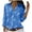 Blue, variant on Plus Size Tops Womens Button Down Blouses Long Sleeve Turndown Collar Round-Neck Button Casual Elastic Comfy Blouse