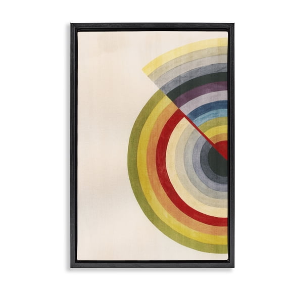 Stupell Industries Round Alternating Stripes Abstract Painting Black Floater Framed Canvas Art Print Wall Art, 17 x 25