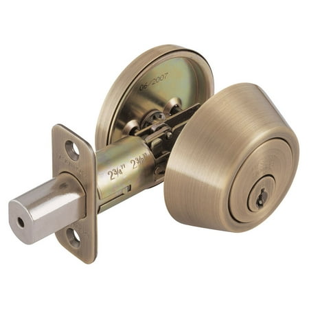Brass Parthenon Single Cylinder - Design House 755306 Single Cylinder 2-Way Adjustable Deadbolt, Antique Brass