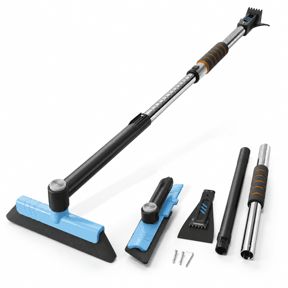 43.7" Extendable Blue 3-in-1 Car Windshield Ice Scraper and Snow Brush