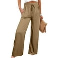 thumbnail image 2 of Baberdicy Women's Wide Leg Lounge Pants with Pockets Lightweight High Waisted Adjustable Tie Knot Loose Trousers Khaki, Size: S-3Xl, 2 of 9