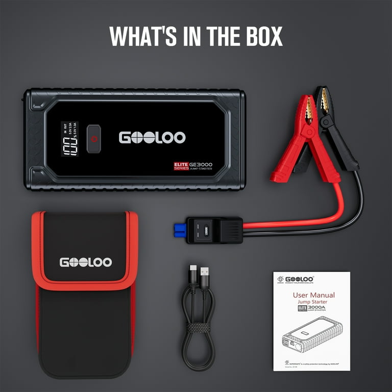 GOOLOO 3000A Peak Car Jump Starter, 2-Way Fast Charging for GOOLOO 3000A Peak Car Jump Starter, 2-Way Fast Charging for