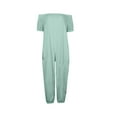 thumbnail image 6 of QATAINLAV Women's Casual Loose Linen Overalls Jumpsuits Wide Leg Short Sleeve Off Shoulder Rompers Solid Color Long Pant Jumpsuit with Pockets 2024, Green, 3XL, 6 of 6