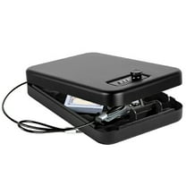 Genreen Gun Safe for Pistol Small Portable Handgun Lock Box with Combination Lock, Pistol Safe for Car, Home, Travel, 9.4" x6.6" x1.8",Black