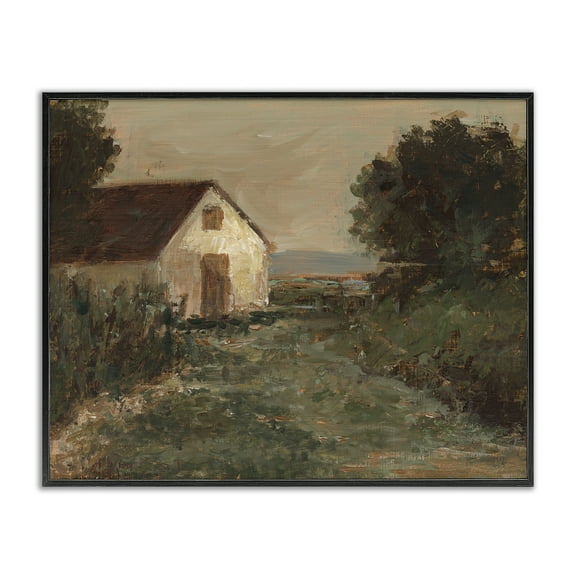 Stupell Industries Traditional Cottage by Sea Landscape & Nature Painting Black Framed Art Print Wall Art, 14 x 11