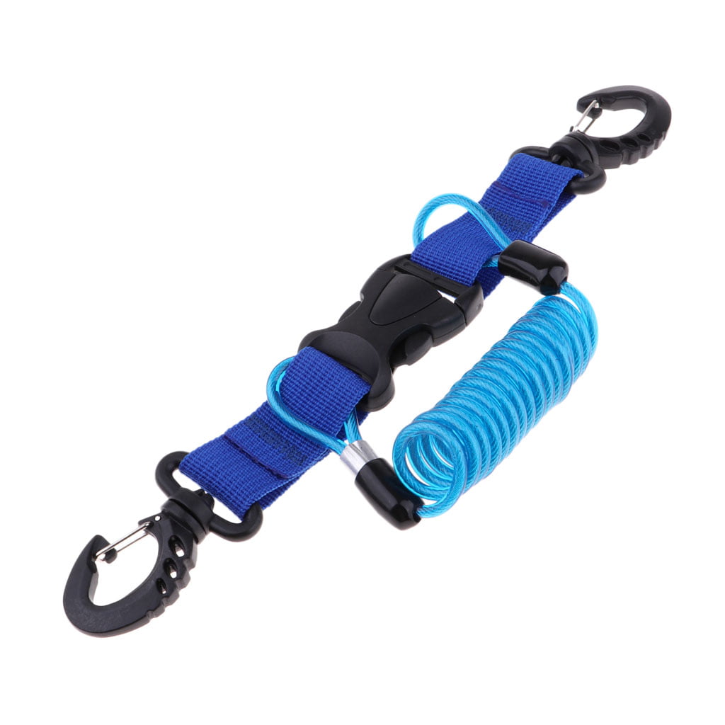 Scuba Diving Snorkeling Spring Coil Lanyard with Clips Quick Release Buckle 