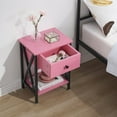 thumbnail image 3 of VECELO Nightstand with Drawer and Storage Shelf, Versatile X-Design End Tables for Living Room Bedroom, Pink, 3 of 8