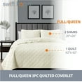 thumbnail image 2 of Swift Home 3PC Reversible Diamond Stitch Soft Quilt & Sham Set, Ivory, Full/Queen, 2 of 6