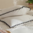 thumbnail image 5 of Move Over White Bedding Set Hollow Square Ball Lace Duvet Cover Set All White Boho Washed Microfiber Queen, 5 of 7