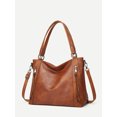 thumbnail image 5 of Vintage PU Leather Tote Handbag for Women, 2-in-2 Top Handle Satchel Crossbody Shoulder Bag, Casual Daily Work Travel Purse, 5 of 7