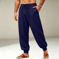 thumbnail image 2 of Mens Sweatpants Loose Fit Joggers Tapered Leg Lounge Pants Drawstring Waist Cotton Sweat Pants with Pockets Navy XXL, 2 of 5