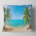 thumbnail image 2 of Designart Tropical Beach with Coconut Trees - Landscape Photography Throw Pillow - 16x16, 2 of 5