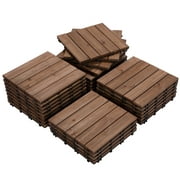 Easyfashion 12" x 12" Interlocking Wooden Floor Tiles, Outdoor and Indoor, 27 pieces, Brown