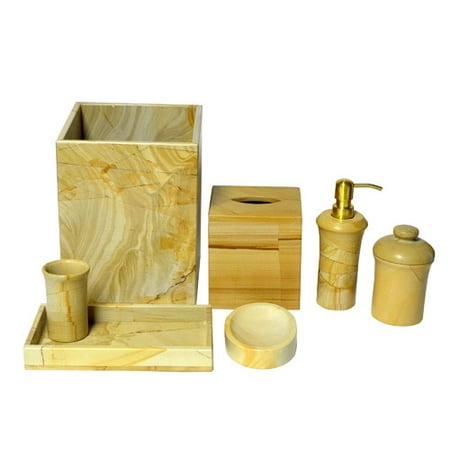 Rembrandt Home Polished Marble 7 Piece Bathroom Accessory Set