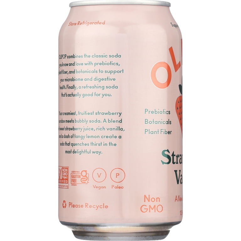Olipop Strawberry Vanilla Prebiotic Soda, 12 fl oz, 12 Pack photo 7