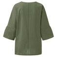 thumbnail image 4 of CHOK Hauts en Coton et Lin Grande Taille pour Femmes Été Décontracté Ample Basique Manches Mi-Longues T-Shirt Surdimensionné Col Rond Blouses, 4 of 5
