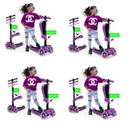 Hurtle ScootKid 3 Wheel Child Ride On Toy Scooter w/LED Wheels, Purple (4 Pack)